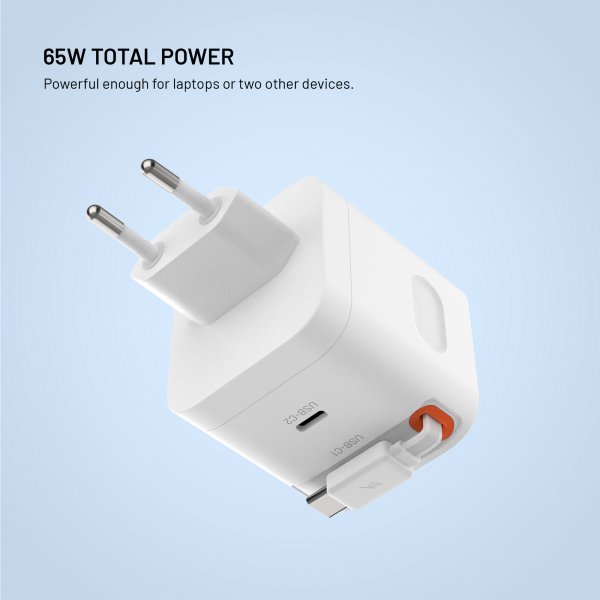 GaN65 Charger with extendable USB-C Cable 65W