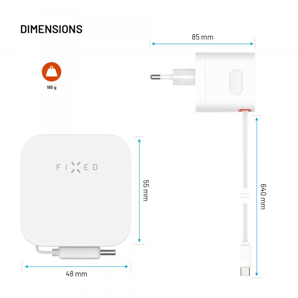 GaN65 Charger with extendable USB-C Cable 65W