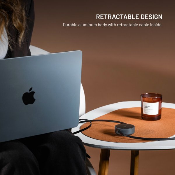 Utdragbar Cable USB-C 100W 1m Black