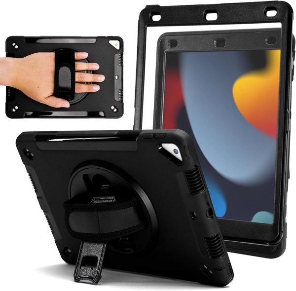 iPad 10.2 (gen 7/8/9) Case Rugged Tablet Case Black