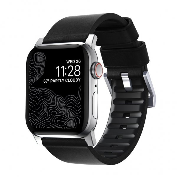 Apple Watch 44/45/46mm/Apple Watch Ultra Band Active Band Pro Silver Hardware Svart