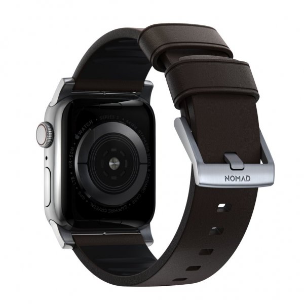 Apple Watch 44/45/46mm/Apple Watch Ultra Band Active Band Pro Silver Hardware Classic Brown