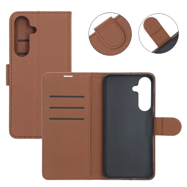 Samsung Galaxy S25 FE Cover with Card Slot Stand Function Brown