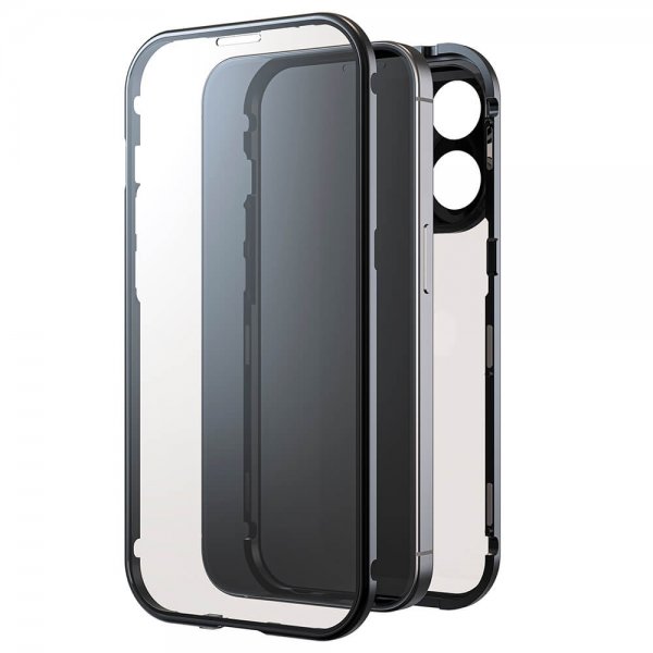 iPhone 15 Pro Case 360 Glass Transparent Black