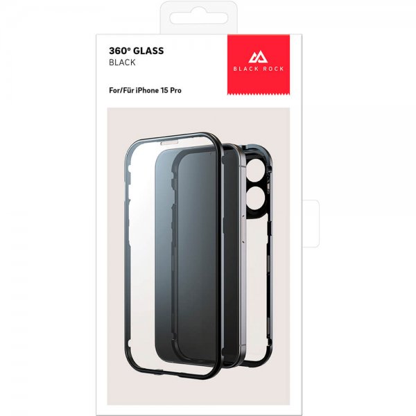 iPhone 15 Pro Case 360 Glass Transparent Black