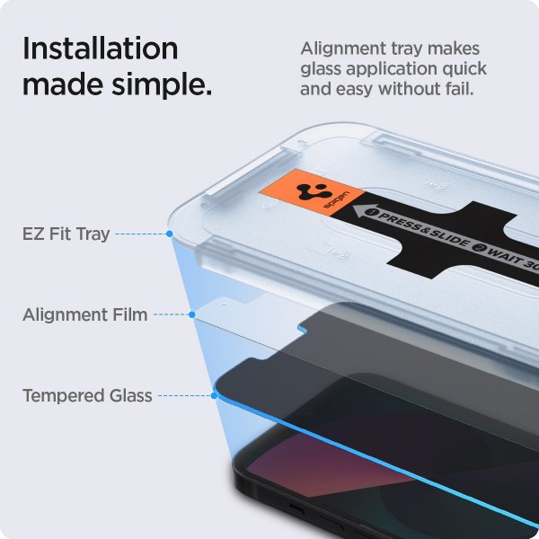 iPhone 13/13 Pro/14/16e/17e Screen Protector GLAS.tR EZ Fit Privacy 2-pack