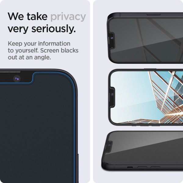 iPhone 13/13 Pro/14/16e/17e Screen Protector GLAS.tR EZ Fit Privacy 2-pack