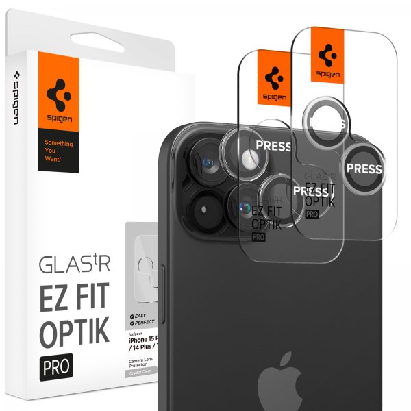 iPhone 14/15/14 Plus/15 Plus Camera Protector GLAS.tR EZ Fit Optik Pro Crystal Clear 2-pack