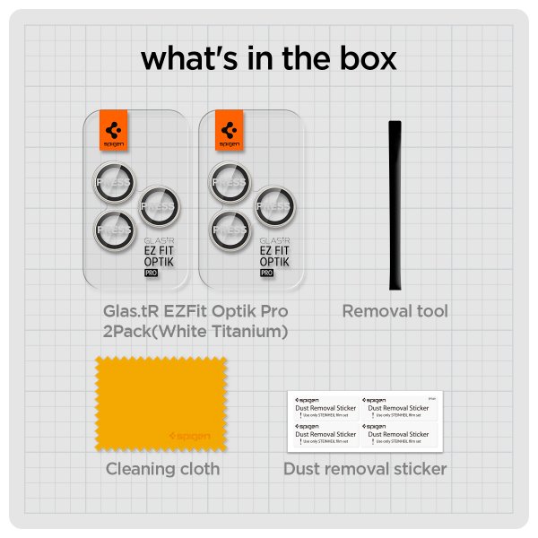 iPhone 15 Pro/iPhone 15 Pro Max Camera Protector GLAS.tR EZ Fit Optik Pro 2-pack White Titanium