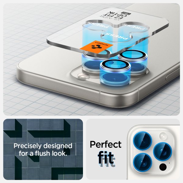 iPhone 15 Pro/iPhone 15 Pro Max Camera Protector GLAS.tR EZ Fit Optik Pro 2-pack White Titanium