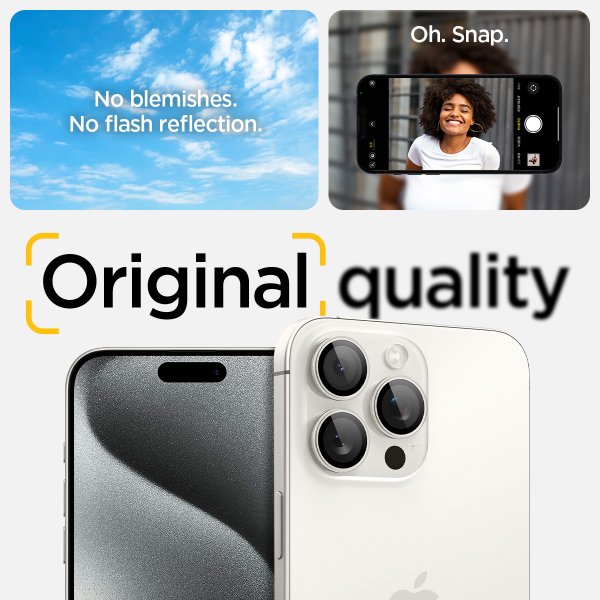iPhone 15 Pro/iPhone 15 Pro Max Camera Protector GLAS.tR EZ Fit Optik Pro 2-pack White Titanium