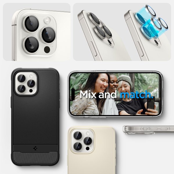 iPhone 15 Pro/iPhone 15 Pro Max Camera Protector GLAS.tR EZ Fit Optik Pro 2-pack White Titanium