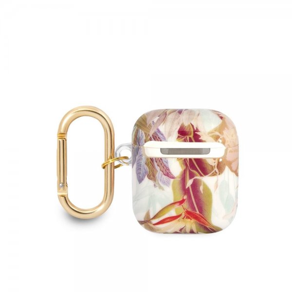 AirPods 1/2 Case Flower Print & Gold Hook Purple
