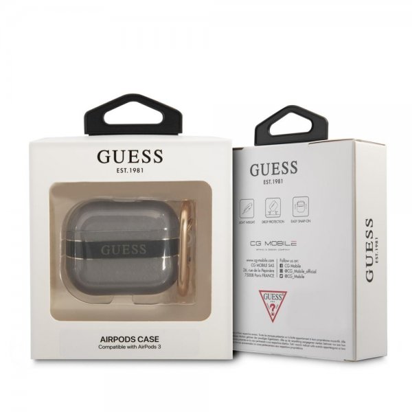 AirPods 3 Case Printed Stripe & Gold Hook Black