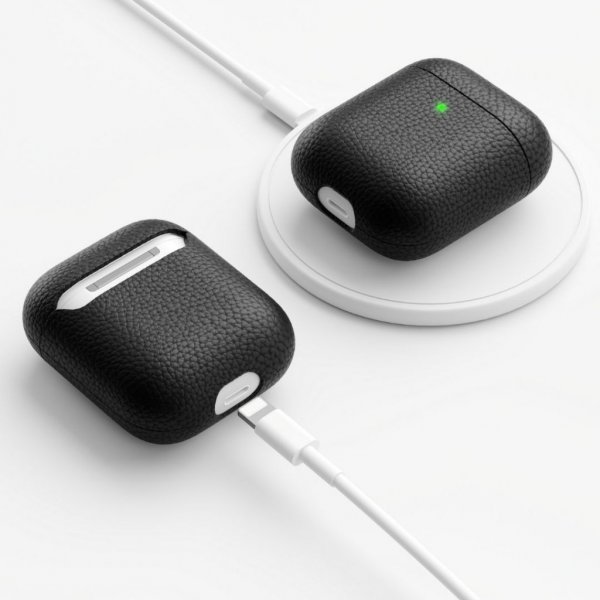 AirPods (1/2) Case PodSkinz Genuine leather Black