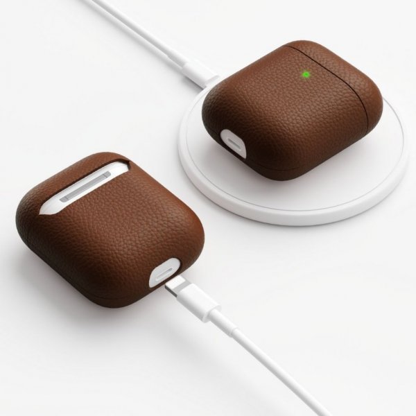AirPods (1/2) Case PodSkinz Genuine leather Brown
