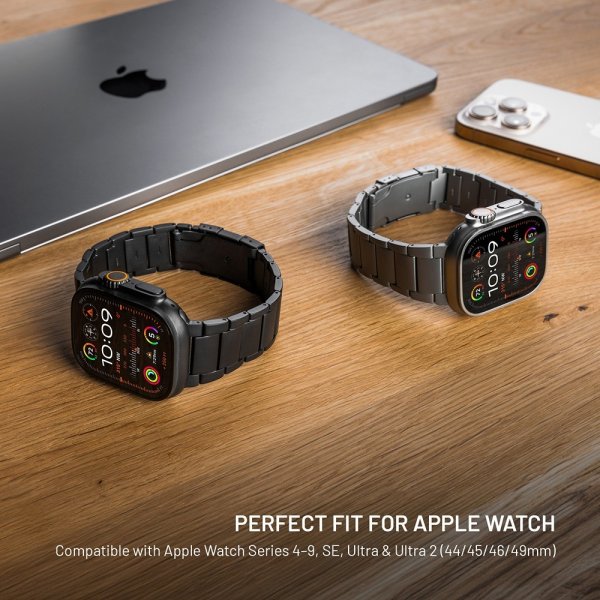 Apple Watch 42/44/45/46mm Band Titanium Strap Black
