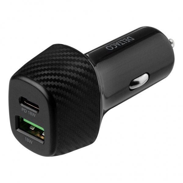 Car Charger USB-A USB-C Fast Charging 36W Black