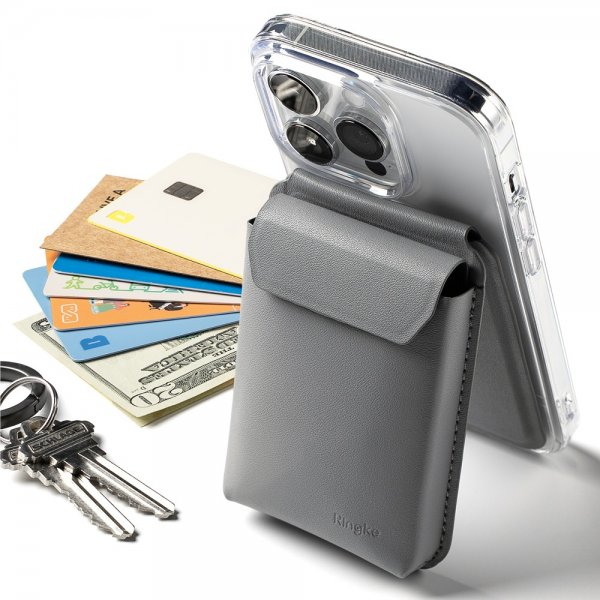 Card Holder Stand Pocket Magnetic MagSafe Light Gray