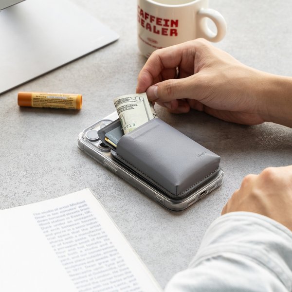Card Holder Stand Pocket Magnetic MagSafe Light Gray