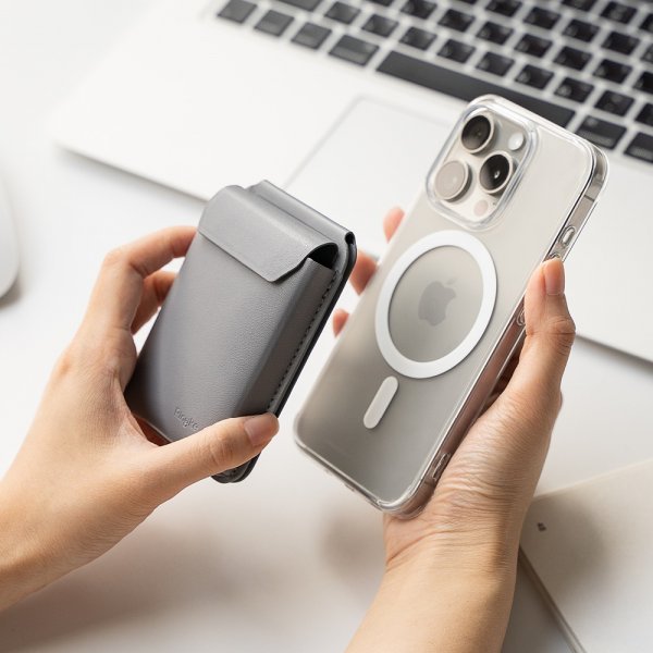 Card Holder Stand Pocket Magnetic MagSafe Light Gray