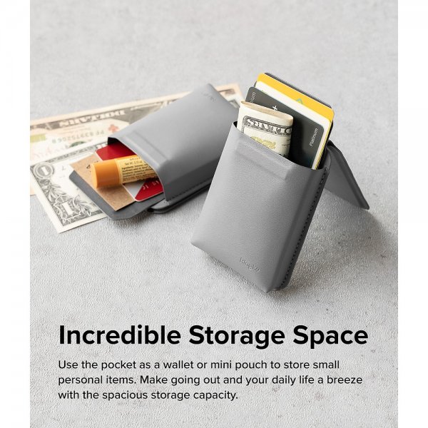 Card Holder Stand Pocket Magnetic MagSafe Light Gray