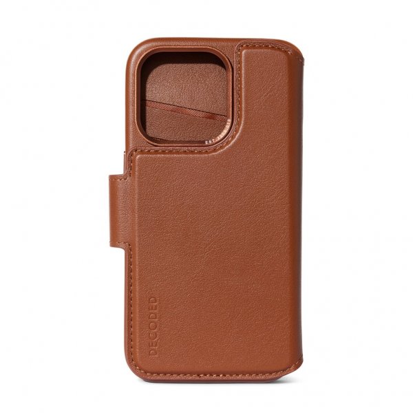 iPhone 15 Plus Cover Leather Detachable Wallet Tan