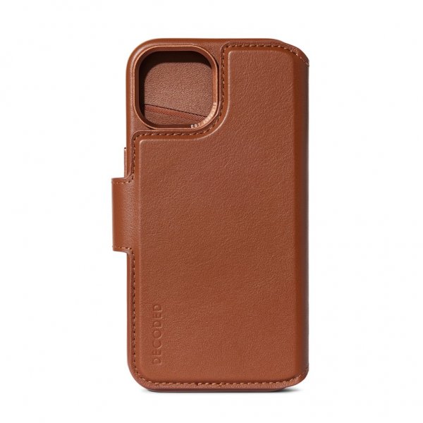 iPhone 15 Plus Cover Leather Detachable Wallet Tan