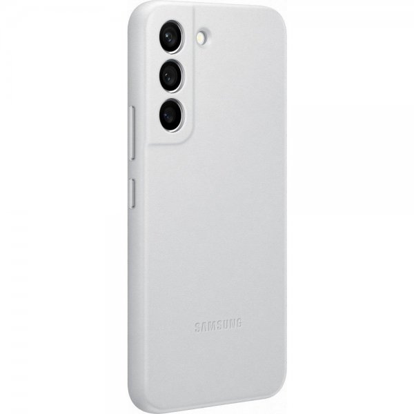 Original Galaxy S22 Plus Case Leather Cover Light Gray