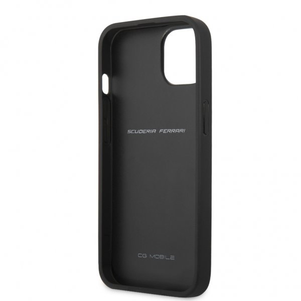 iPhone 13 Mini Case Carbon Effect Metal Logo Vertical Stripe Black