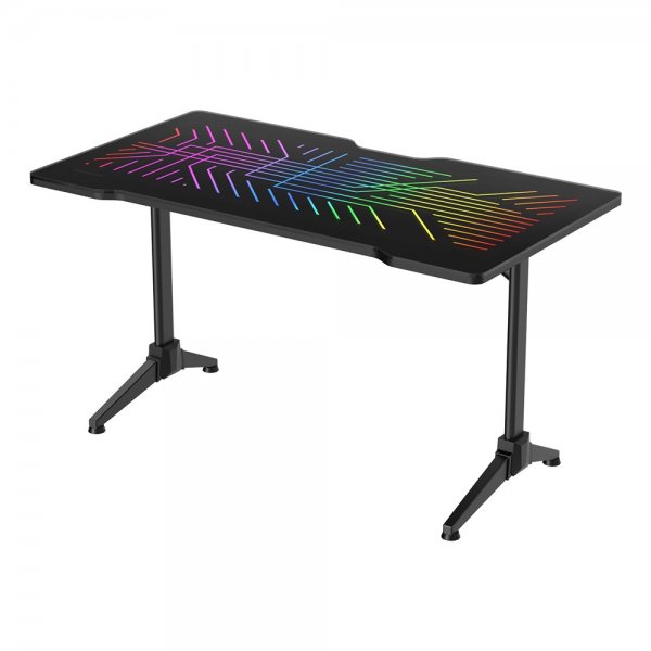 DT420 RGB Gaming Desk Tempered Glass Cable Management