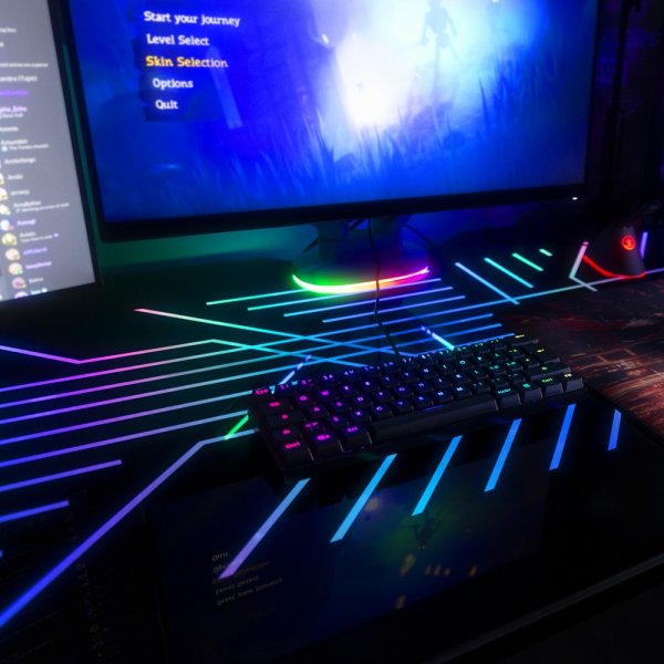 DT420 RGB Gaming Desk Tempered Glass Cable Management
