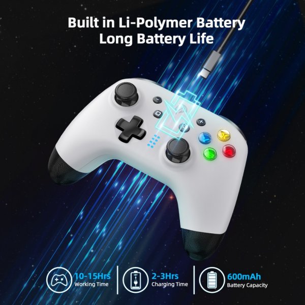 Bayard 9124 Switch/Android/PC Programmable Wireless Gamepad White