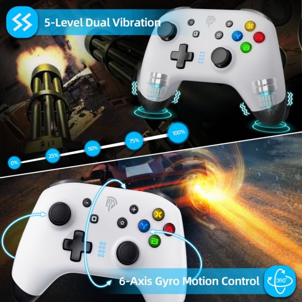 Bayard 9124 Switch/Android/PC Programmable Wireless Gamepad White