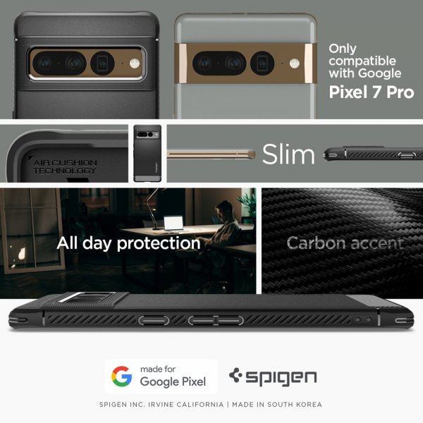 Google Pixel 7 Pro Case Rugged Armor Matte Black