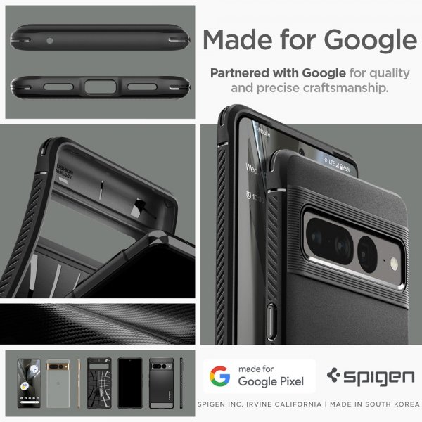 Google Pixel 7 Pro Case Rugged Armor Matte Black
