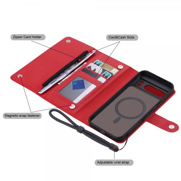 Google Pixel 8 Pro Cover Detachable Case GHB Series MagSafe Red