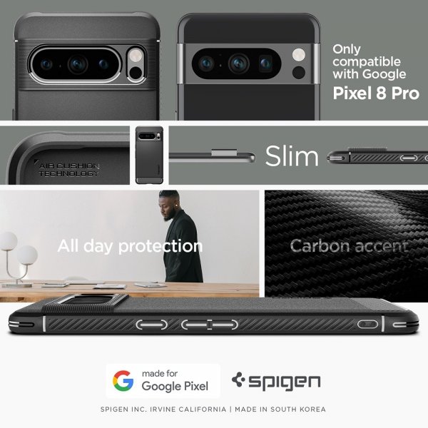 Google Pixel 8 Pro Case Rugged Armor Matte Black