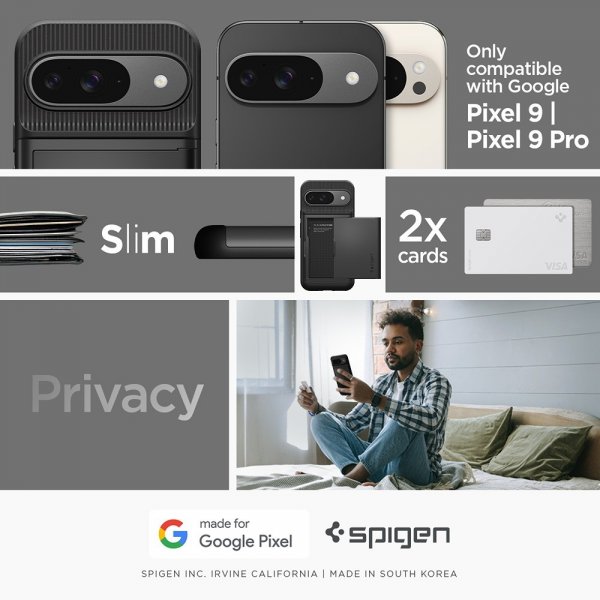 Google Pixel 9/Pixel 9 Pro Case Slim Armor CS Black