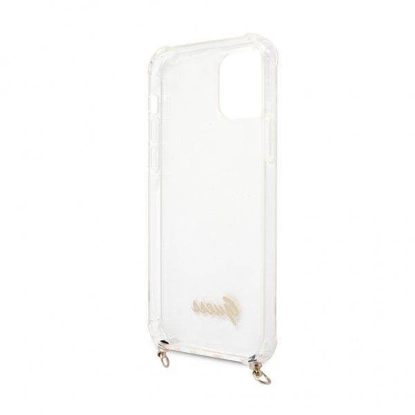 iPhone 12/iPhone 12 Pro Case Chain & Script Gold Clear