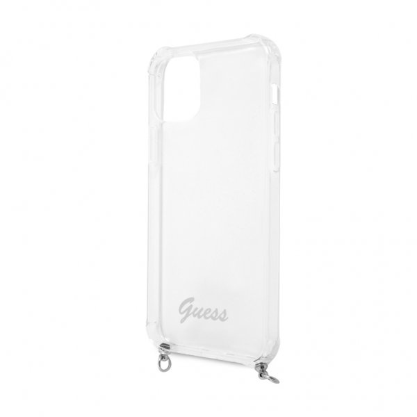 iPhone 12/iPhone 12 Pro Case Chain & Script Silver Clear