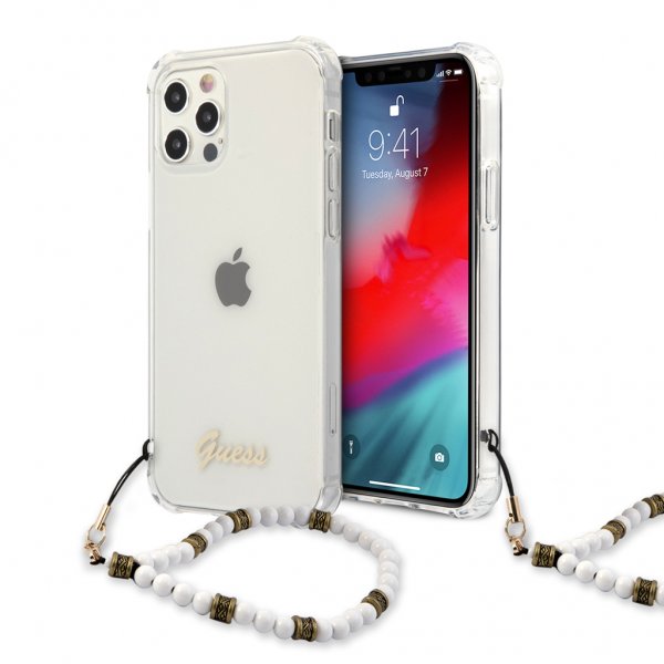 iPhone 12/iPhone 12 Pro Case Script & Pearls White Clear