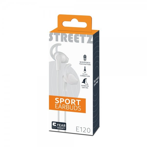 Headphones E120 Sport Earbuds 3.5mm White