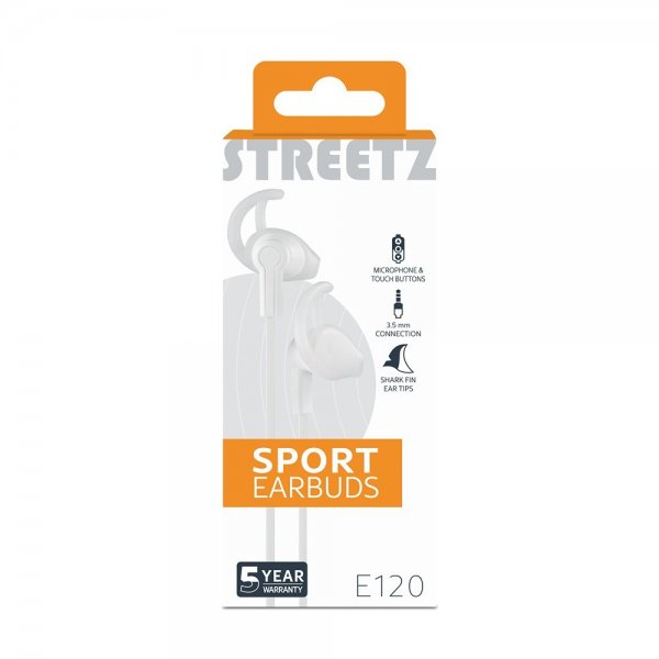 Headphones E120 Sport Earbuds 3.5mm White