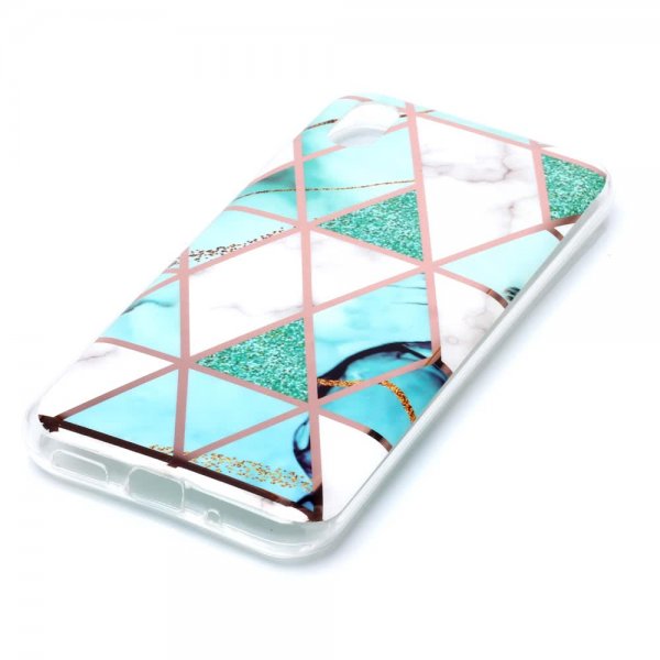 Huawei Y5 2019 Case Marble White Cyan