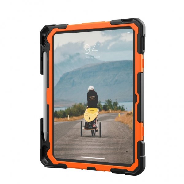 iPad 10.9 (gen 10)/iPad 11 (A16) Case Plasma Kickstand & Handstrap Orange Black