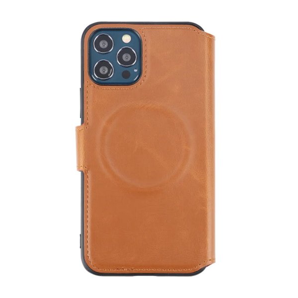 iPhone 12/iPhone 12 Pro Cover Foldable Card Slot Brown