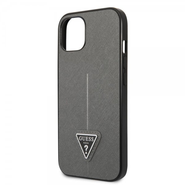 iPhone 13 Mini Case Saffiano Metal Triangle Silver