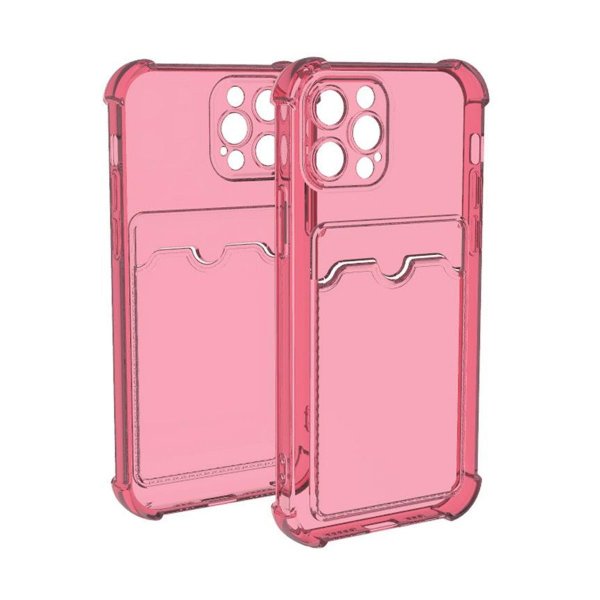 iPhone 13 Pro Max Case Card Holder Shockproof Pink