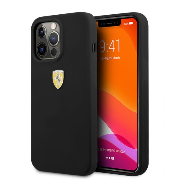 iPhone 13 Pro Case Liquid Silicone Metal Logo Black